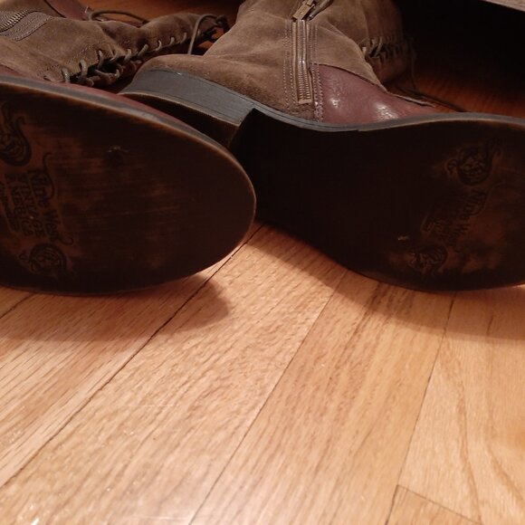 American Vintage Women's Leather Lace-Up, Zip-Up Tall Brown Boots Size 10M - Picture 6 of 6